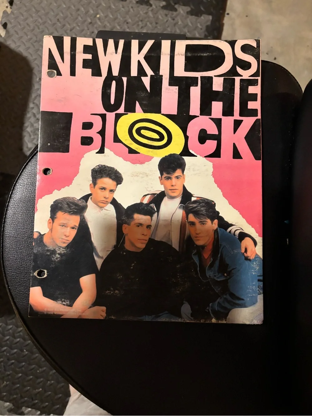 New Kids on the Block Vintage Three Ring Binder Folder w/ Pink Yellow Graphic